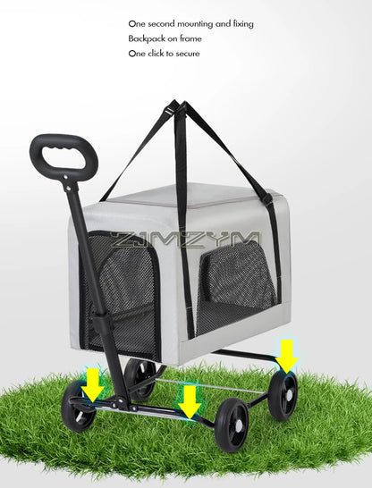 Folding Dog Stroller, Pet Folding Stroller, 4 Wheels Dog/Cat Puppy Stroller Pet Travel Carriage Case