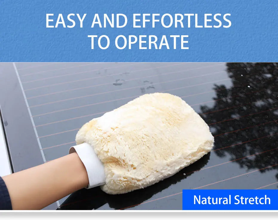 SEAMETAL Waterproof Car Wash Microfiber Gloves Soft Thickened Wool Plush Car Cleaning Mitt Double-faced Glove Car Wash Supplies