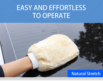 SEAMETAL Waterproof Car Wash Microfiber Gloves Soft Thickened Wool Plush Car Cleaning Mitt Double-faced Glove Car Wash Supplies