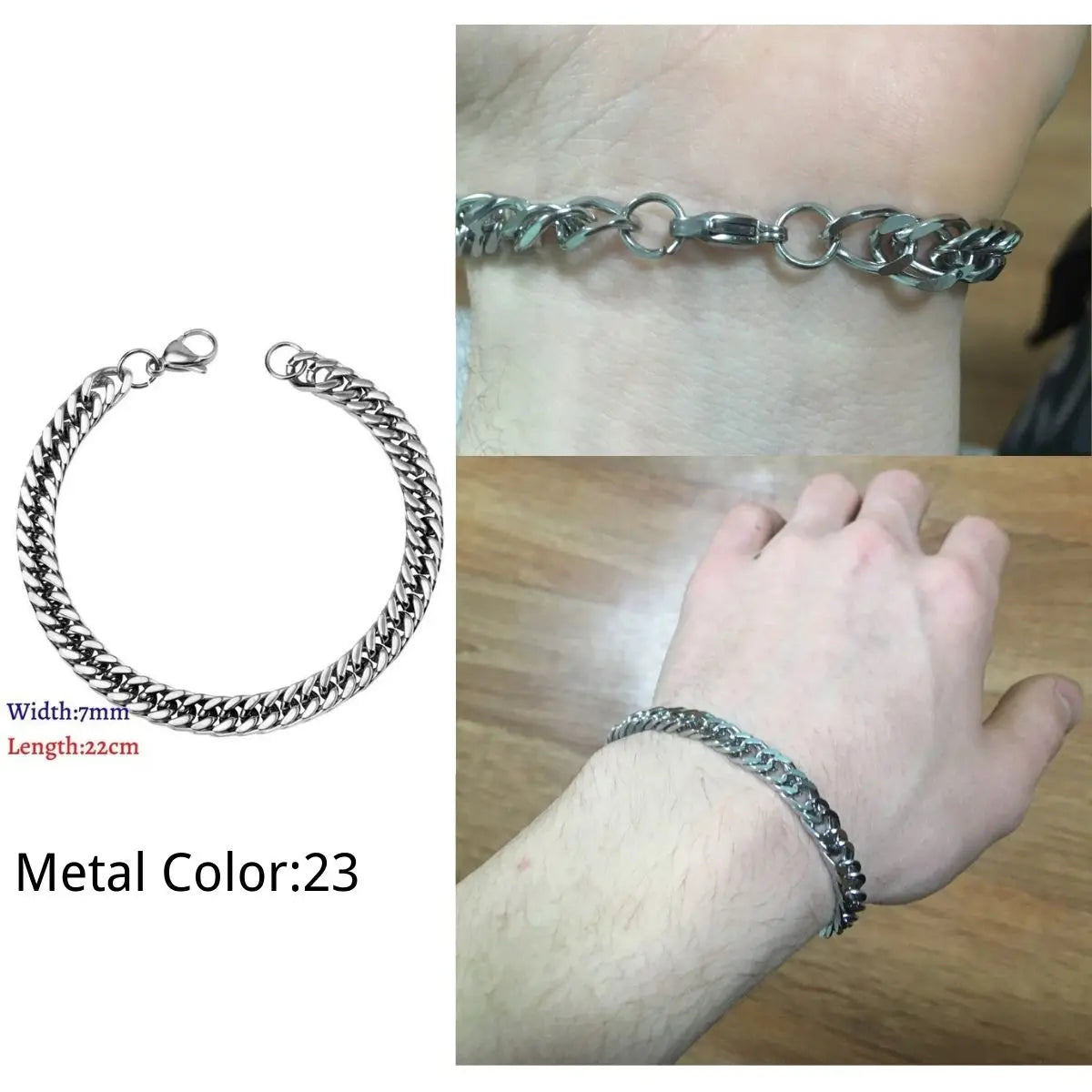 LUXUKISSKIDS Stainless Steel Couple Men/Woman Bracelets Fashion Curb Cuban Link Chains On Hand Rock Bracelet Wrist Jewelry Gifts