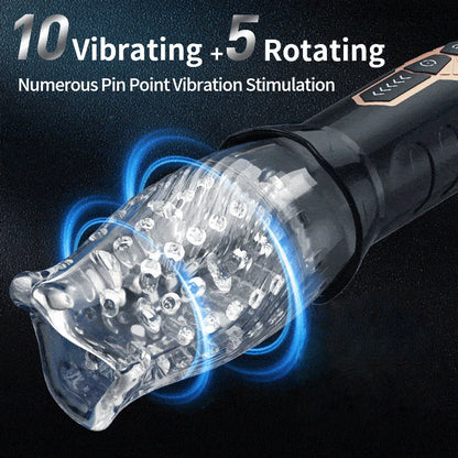 With 5 Rotating Speeds and 10 Modes Male Sucking Masturbator 3D Labia Penis Massager Penis Glans Trainer Masturbator Male Toys