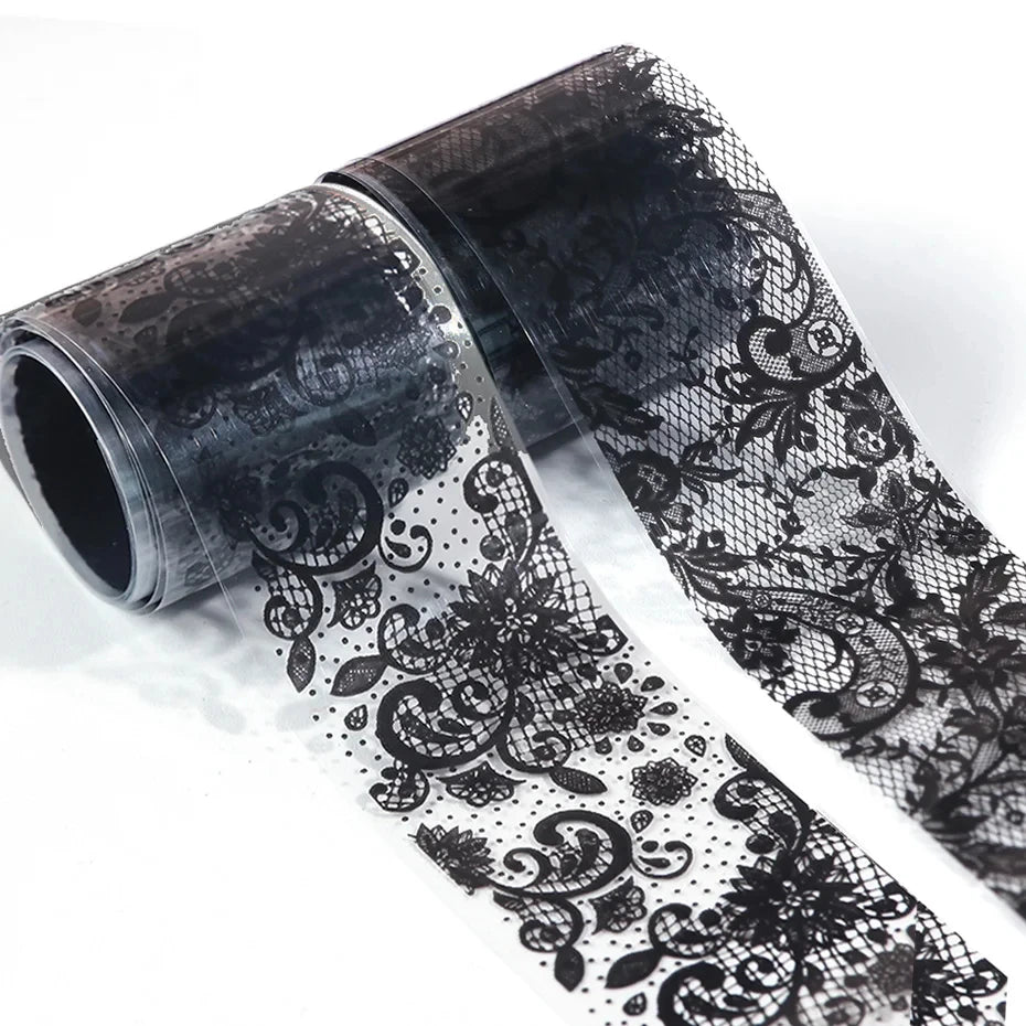 10 Rolls/Box White Black Lace Nail Art Foils Set Nail Transfer Sticker Paper DIY Manicure Nail Decoration Accessories