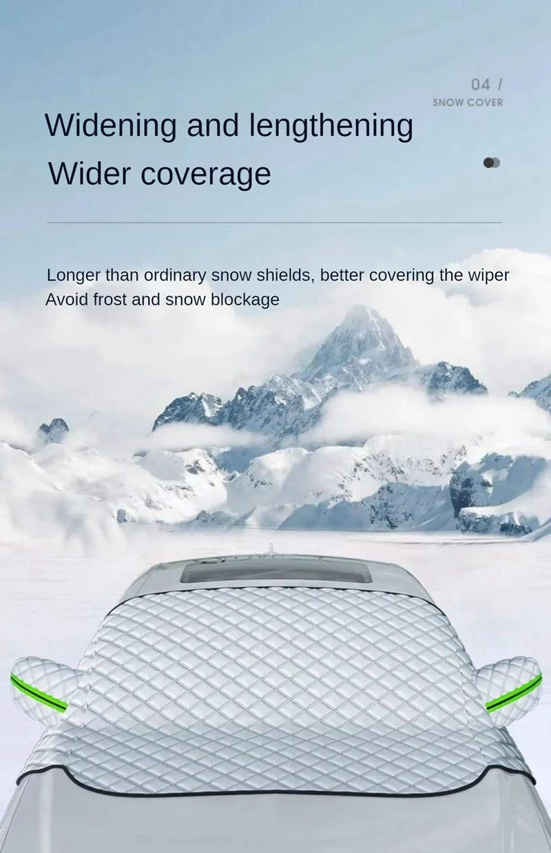 All-Weather Magnetic Windscreen Cover - Waterproof Snow/Frost/Ice Protector & Sun Shade, 5 Magnets + Door Flaps, Universal Fit