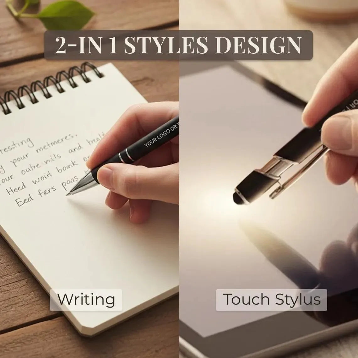 Custom 2-in-1 Engraved Pens 5 Pcs Bulk, Personalized Name Pens for Business & Corporate Gifts