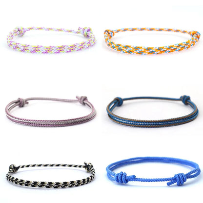 Minimalist Handwoven Rope Bracelet Unisex Sliding Adjustable 4 Styles Chroma 2mm Ethnic Cord Braclet Couple Casual Daily Jewelry