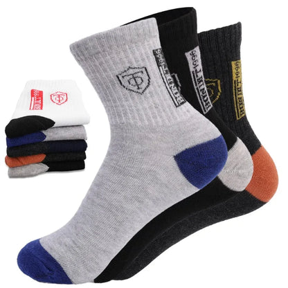 5/10 pairs Breathable Men's Basketball Crew Socks for Spring and Fall Sweat Absorption Deodorant Sports Stockings
