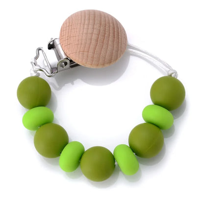 BPA-Free Silicone Pacifier Clips Chain with Beads Dummy Clip Holder Soother Teething Toy Chew Gift for Babies