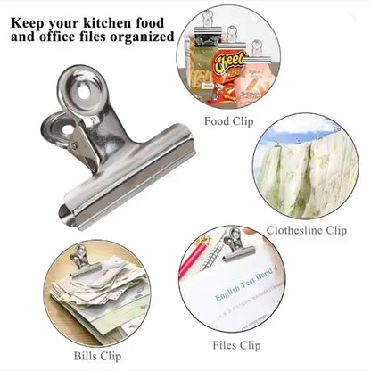 6pcs Stainless Steel Metal Binders Multifunctional Paper Clips Strong Hold for School Office Home Stationery Supplies