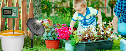Solar Irrigation Equipment Greenhouse Irrigation Drip Irrigation Kit with 15M Hose for Potted Plants with Automatic Timer