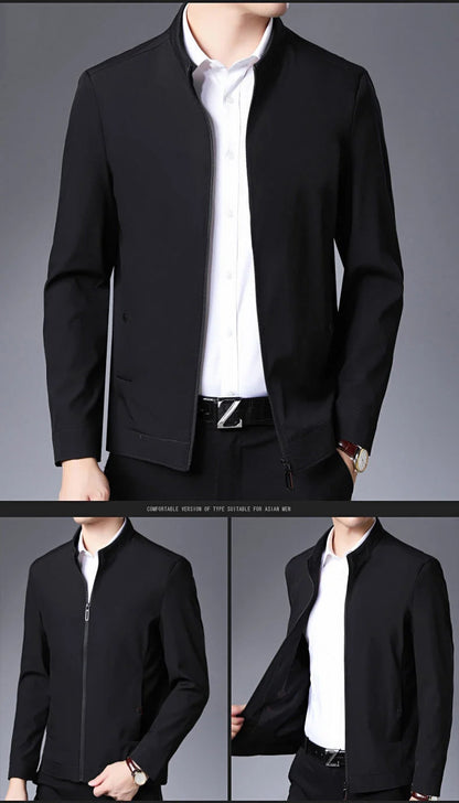 Solid Quality Men's Jacket Business Casual Luxury Blazer for Men Zipper Jacket Office Dress Coat Spring Autumn New Outerwear 3XL