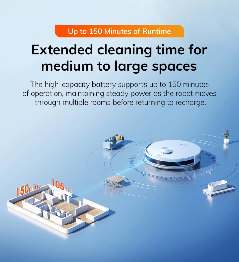 ILIFE V30 Robot Vacuum Cleaner, Laser Navigation, 10000Pa Suction, Up to 150min Runtime, APP Control, Customizable Cleaning, 2-in-1 Vacuum & Mop, No-Go Zones, Multi-Floor Mapping, Support Voice Assistance