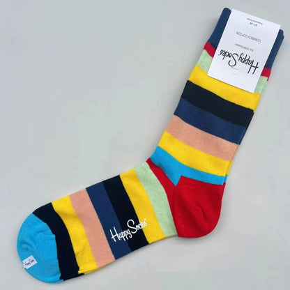Happy Socks Men's Mid-tube Socks Four Seasons Pure Cotton Classic Socks SIZE 41-46