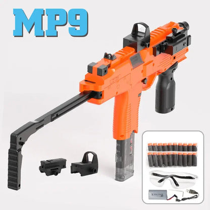 MP9 Toy Gun Electric Foam Dart Blaster Soft Bullet Submachine Gun Automatic Shooting Toys for Adults Teens Outdoor Battle Games