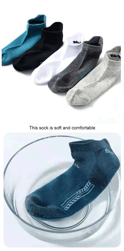5/10/20 Pairs Men Solid Color Shallow Mouth Socks Spring Summer Mesh Breathable Odor Proof Sweat Absorbing Casual Boat Socks