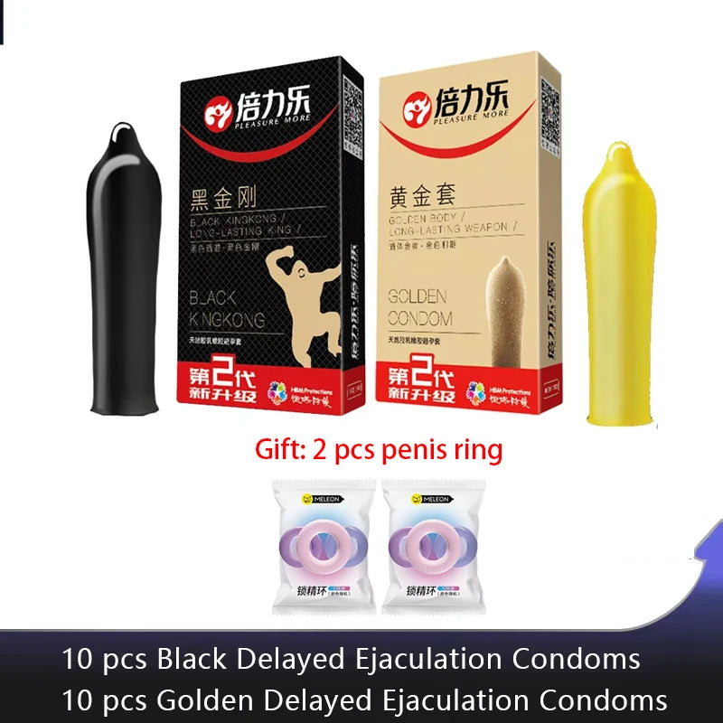 Black Long Lasting Condoms for Men - Delay Ejaculation, Reduce Sensitivity, Penis Sleeve Condom for Extended Pleasure