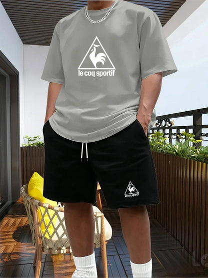 Men's Two-piece Sportswear Short Sleeved T-shirt and Pants Set Running and Fitness Sportswear 2026 Summer Big Discount
