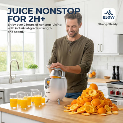 ROUNY Electric Citrus Juicer, Orange and Lemon Press with Stainless Steel Spout, BPA-Free Parts and Easy-Clean Design