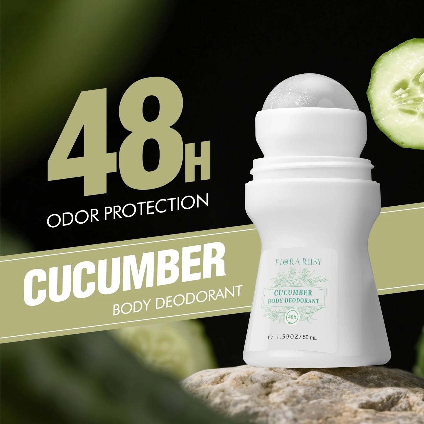 1 PC Flora Ruby Light Green Series Deodorant Roll On w omen's and men all-purpose   Deodorant Roll Aluminum Free easy to carry a