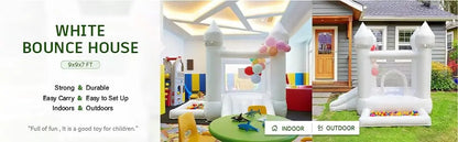 White Wedding Inflatable Bounce House With Slide Bouncy Castle  Jumping Party Game Trampoline With UL Blower Outdoor