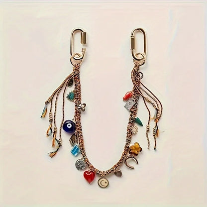 1Pc Ethnic Woven Pendant Multi-Layer Tassel Necklace Retro Fashion Accessories Women's Bohemian Style Jewelry