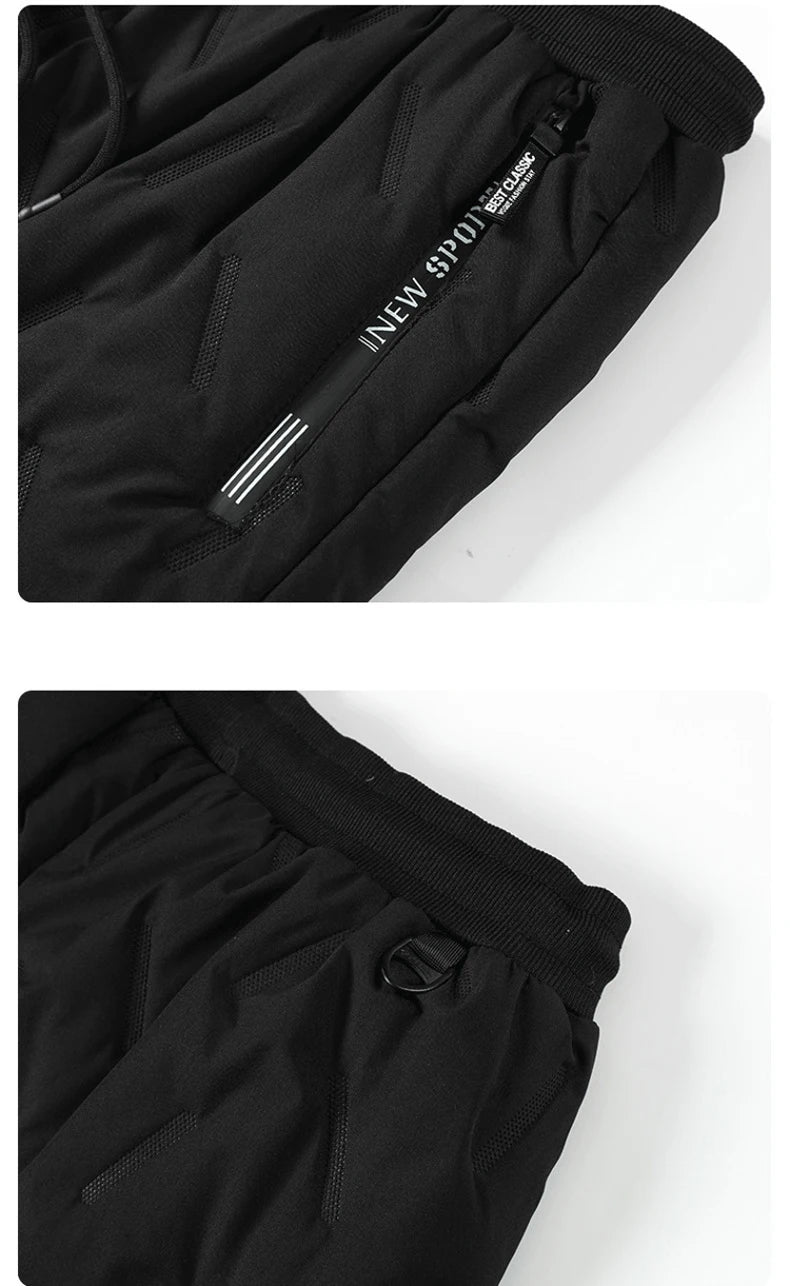 New Fleece Warm Winter Men's Pants Casual Thicken Joggers Pants for Men Thermal Padded Trousers Black Sweatpants Men Waterproof