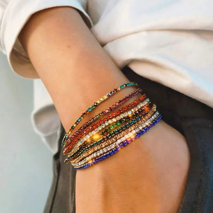 11PCS Fashion Shining Bracelet Stack Exquisite Rhinestone Elasticity Bracelet