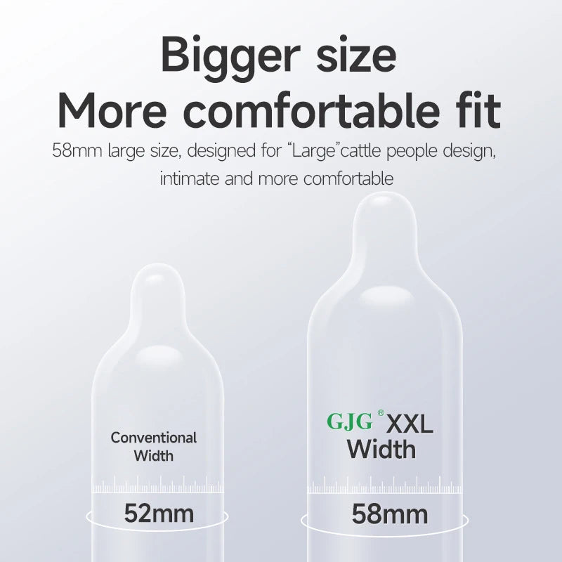 Width-58mm(Length-200mm) Large Size Condoms  Men Latex Condom Safe Contraception Protection Adult Sex Products Intimate Care
