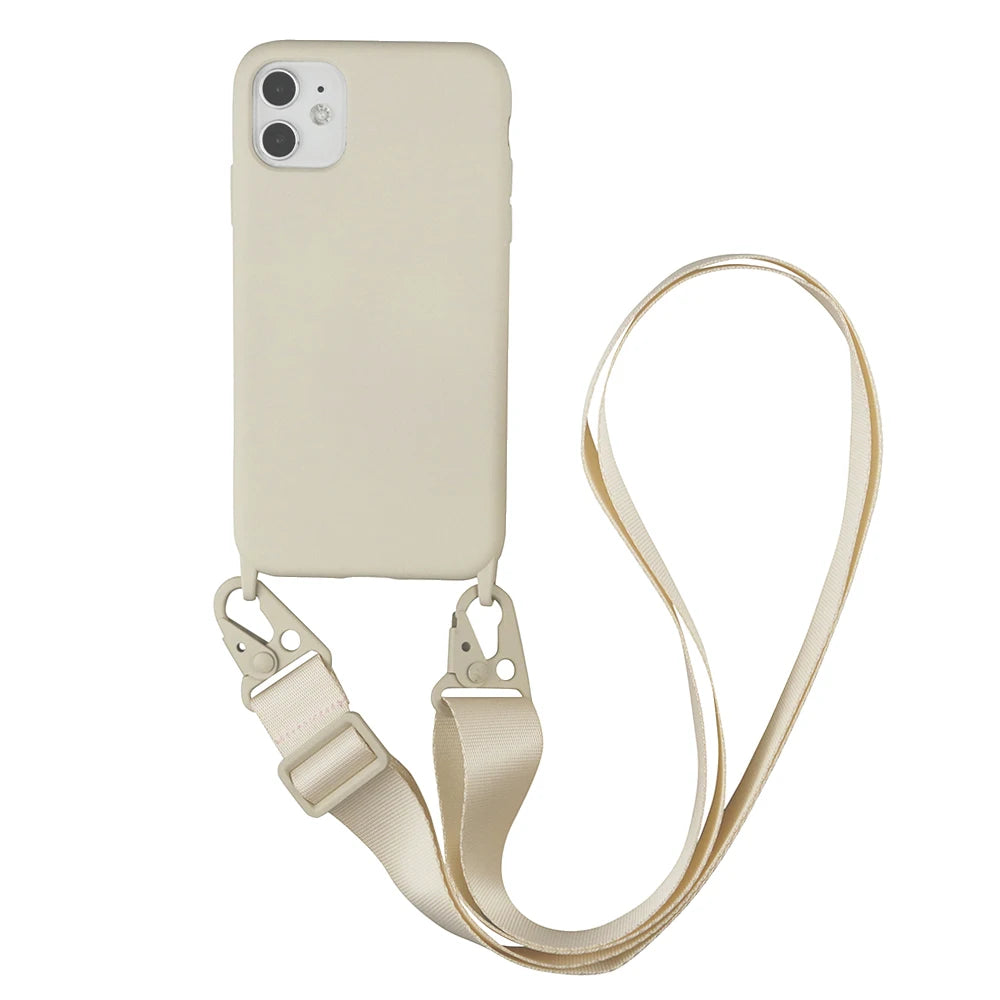 2024 Silicone Lanyard Phone Case For iPhone 12 13 Mini 14 15 16 Pro Max X XR XS Cover With Neck Strap Crossbody Necklace Cord