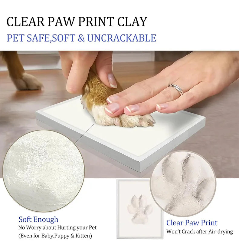 Hot Sale DIY Pet Paw Print Memorial Kit With Clay Mold Photo Frame Exquisite Gift Box for Dog Cat Loss Keepsake Creative Lovers
