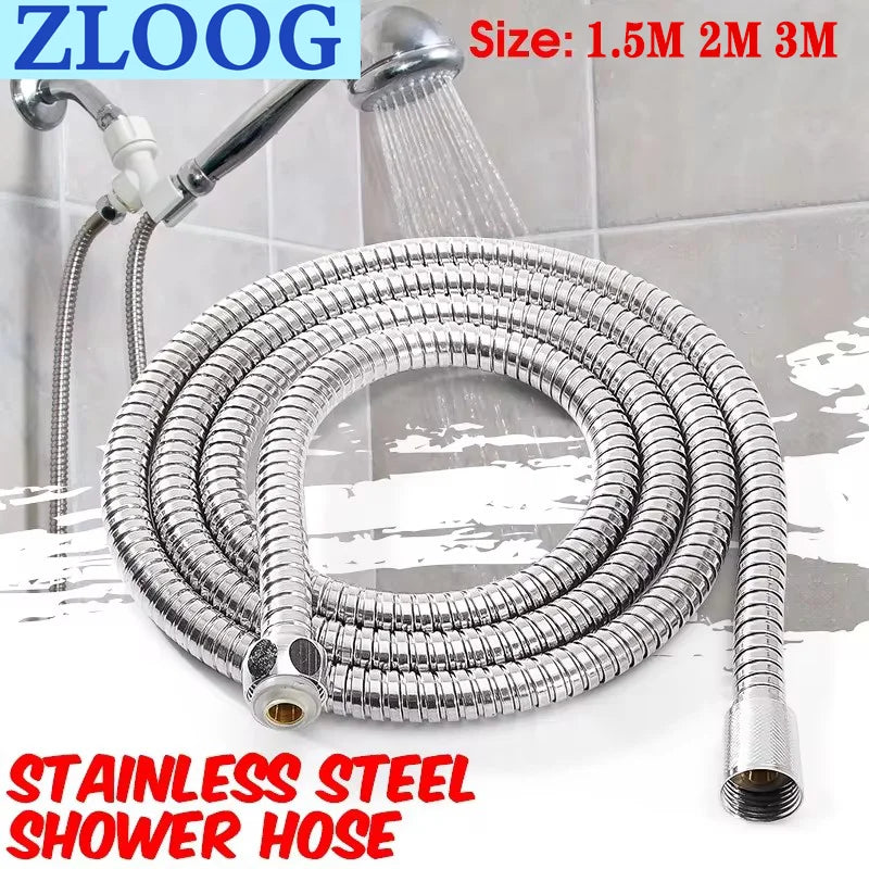 Gold 1.5/2 Meters G1/2 Inch High Quality Flexible Shower Hose Stainless Steel Chrome Bathroom Water Head Shower Extension Pipe