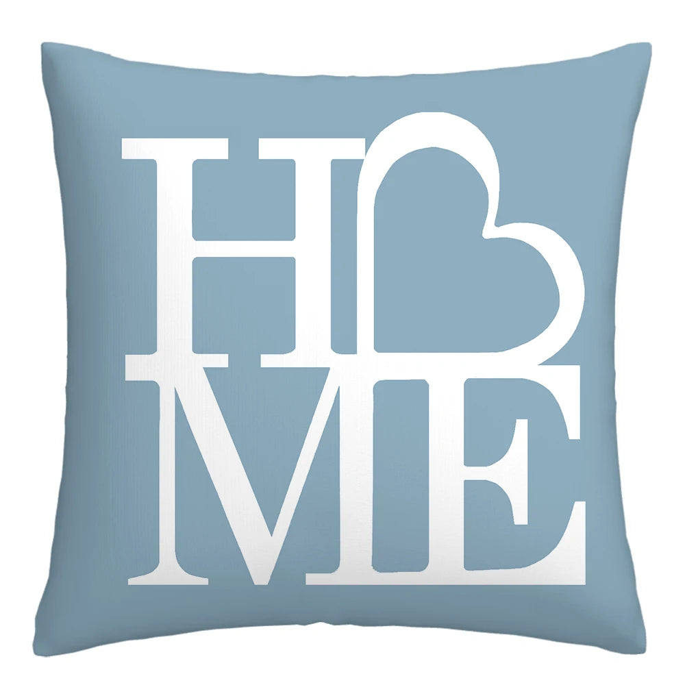 Lake blue white geometric linen pillowcase sofa cushion cover home decoration can be customized for you 40x40 45x45 50x50 60x60