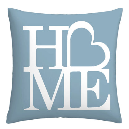 Lake blue white geometric linen pillowcase sofa cushion cover home decoration can be customized for you 40x40 45x45 50x50 60x60