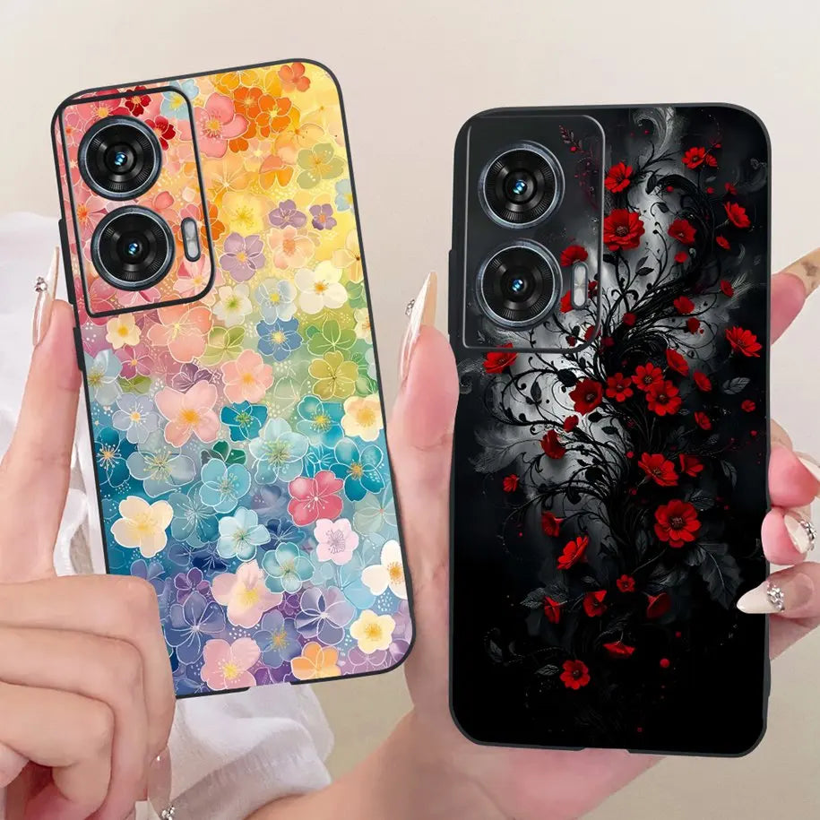 Case For Motorola Edge 50 Fusion Cover XT2429-1 Popular Flower Soft Black Silicone Phone Cases For Motorola G96 5G MotoG96 Funda