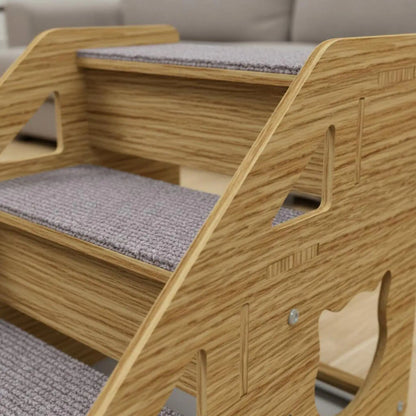 Wooden Pet Stairs Easy Assembly Dog Steps for Bed Sturdy Wood Construction Cat Climbing Steps for Elderly Pets, Sofa, Bedside