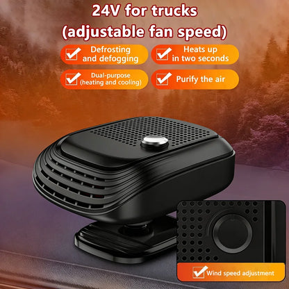 Fast Heating 12V/24V Car Heater & Defroster, Dual Speed Quick Warm Up, Front Demister for Winter Car Heating & Defogging