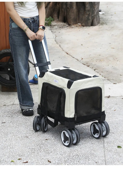 FurStarLarge Pet Rolling Carrier With Wheels Multi-Cat Travel Trolley Bag Spacious Dog Carrier Backpack Portable Car Seat Pet St