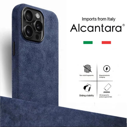 Real for Alcantara with Magsafe Case for iPhone 16 17 Pro Max 15 14 Luxury Magnetic Supercar Interior Leather Magnet Phone Cape