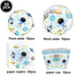 Blue Planet Astronaut Space Disposable Tableware Kids Birthday Table Decorations Paper Plate Cup Napkin Astronaut Rocket Balloon