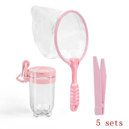 1Set Natural Exploration Tool Insects Observation Jar Feeding Box Capture Net Insects Catching Tweezers For Male & Female