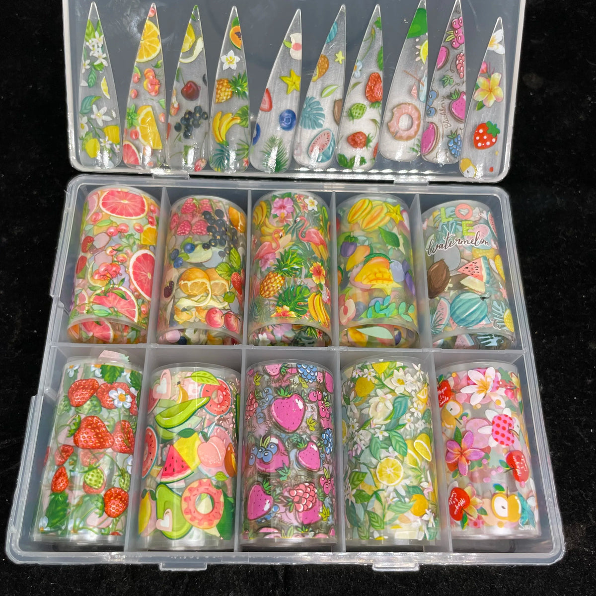 New Flower Nail Foils for Transfer Paper Stickers Floral Adhesive Fruit Nails Wraps Fish DIY Water Marble Nail Art Decorations