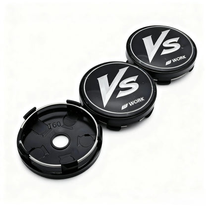 4pcs JDM VS W Work Logo Emblem Badge Car Wheel Center Caps 60MM Clips 56MM Rim Hubcaps Dust Cover Wheels Hub Cap Car Accessories