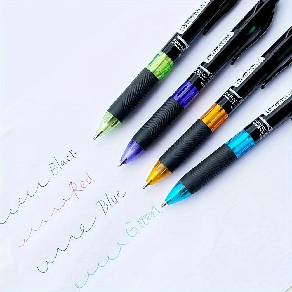 4 In 1 Multicolor Ballpoint Pens Creative Colorful Retractable Multifunction Pen Students Writing School Office Kawaii Supplies