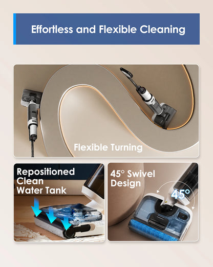Tineco Floor ONE S6 Stretch Lite Wet Dry vacuum cleaner 180 ° Lay Flat Wet vacuum cleaner Centrifugal Air Drying 40min Running Time