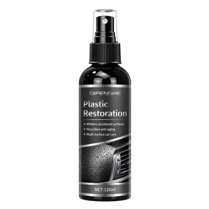 Plastic Restorer Interior Care Spray - Revive Black Shine on Plastic Rubber Vinyl Detailing Spray for Automotive Interior