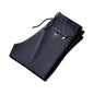 Men Casual Pants Loose Straight Drawstring Elastic Waist Business Pants Solid Color Breathable 2 Side Pockets Sports Trousers