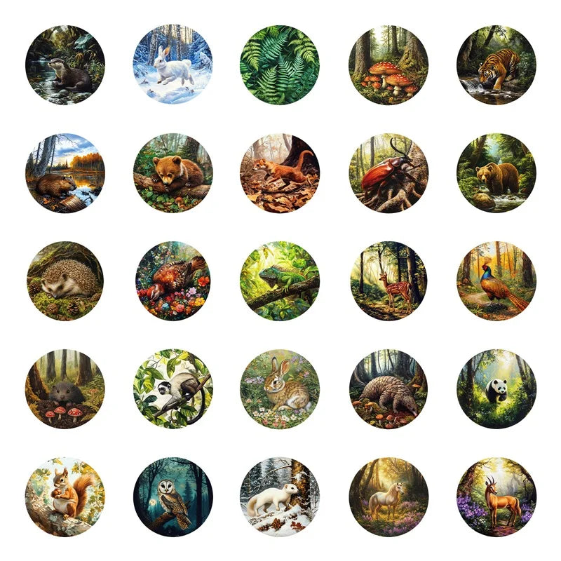 10/30/50PCS Kawaii Forest Animal Sticky PVC Sticker Aesthetic Children's Stationery DIY Decoration Scrapbooking School Supplies