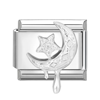 Y2K Butterfly Bow Knot Heart Star Moon Zircon Daisy Cross Italian Charm Links Fit 9mm Stainless Steel Bracelet DIY Making Gifts