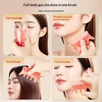 【Y】4 In 1 Head Massage Comb Meridian Scalp Resin Scalp Massage Comb Head Unblocking Face Nose Massager Guasha Tools