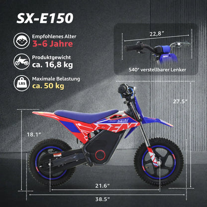 Rfn 150 Electric Dirt Bike- Off-Road Kids Electric Motorcycle, 200W, 2 Speeds, for Boys & Girls, Electric Vehicle