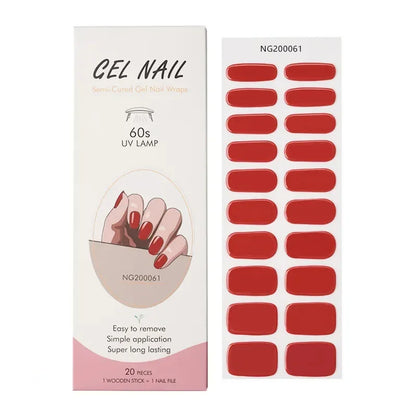 20/22Tips UV Semi cured Gel Nail Stickers Waterproof Long Lasting Full Gel Nail Wraps Press On Nail Decal DIY Manicure